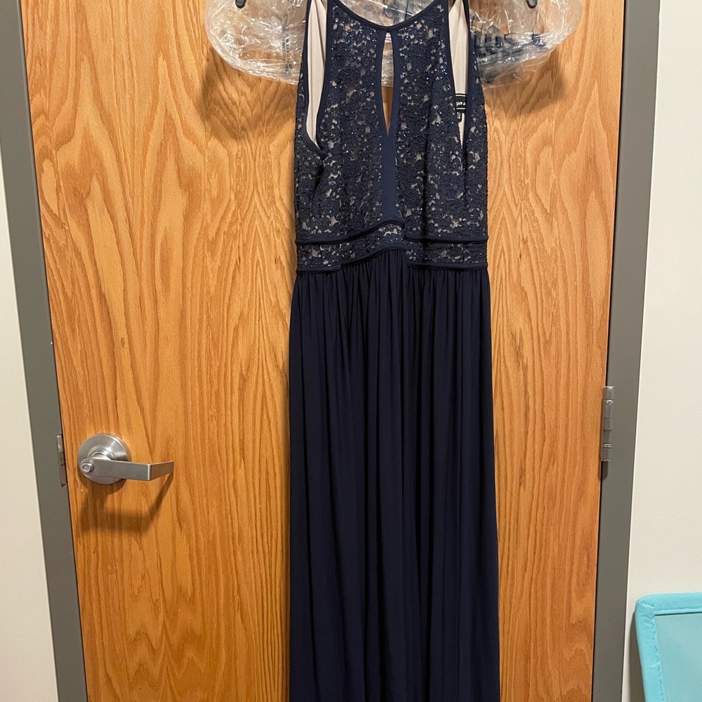 Navy blue Morgan and Co. prom dress, size 7/8